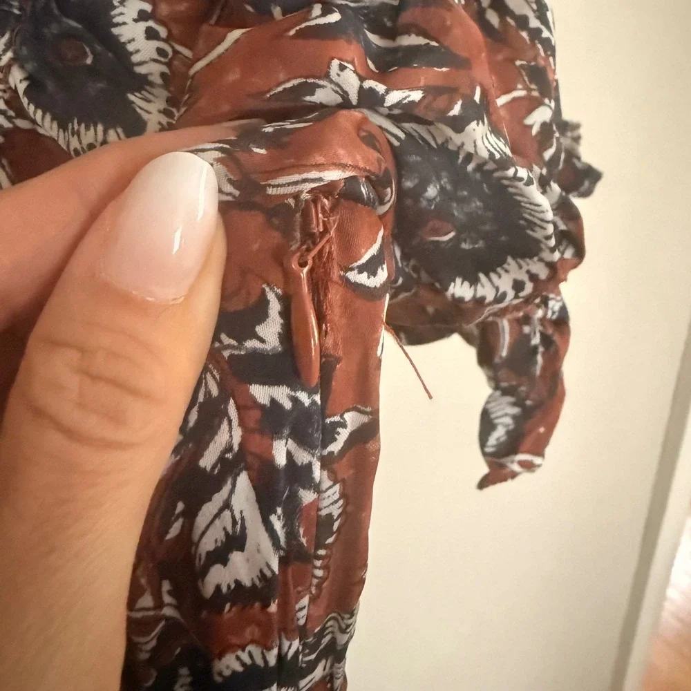 Cleobella Catalina Rust Floral Midi Dress Short Puff Sleeve Medium Boho Western - Picture 7 of 8